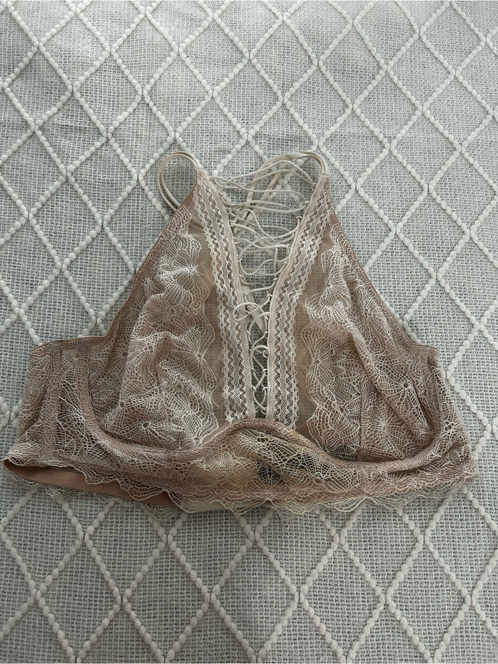 Victoria's Secret Lace Plunge Bralette in Taupe